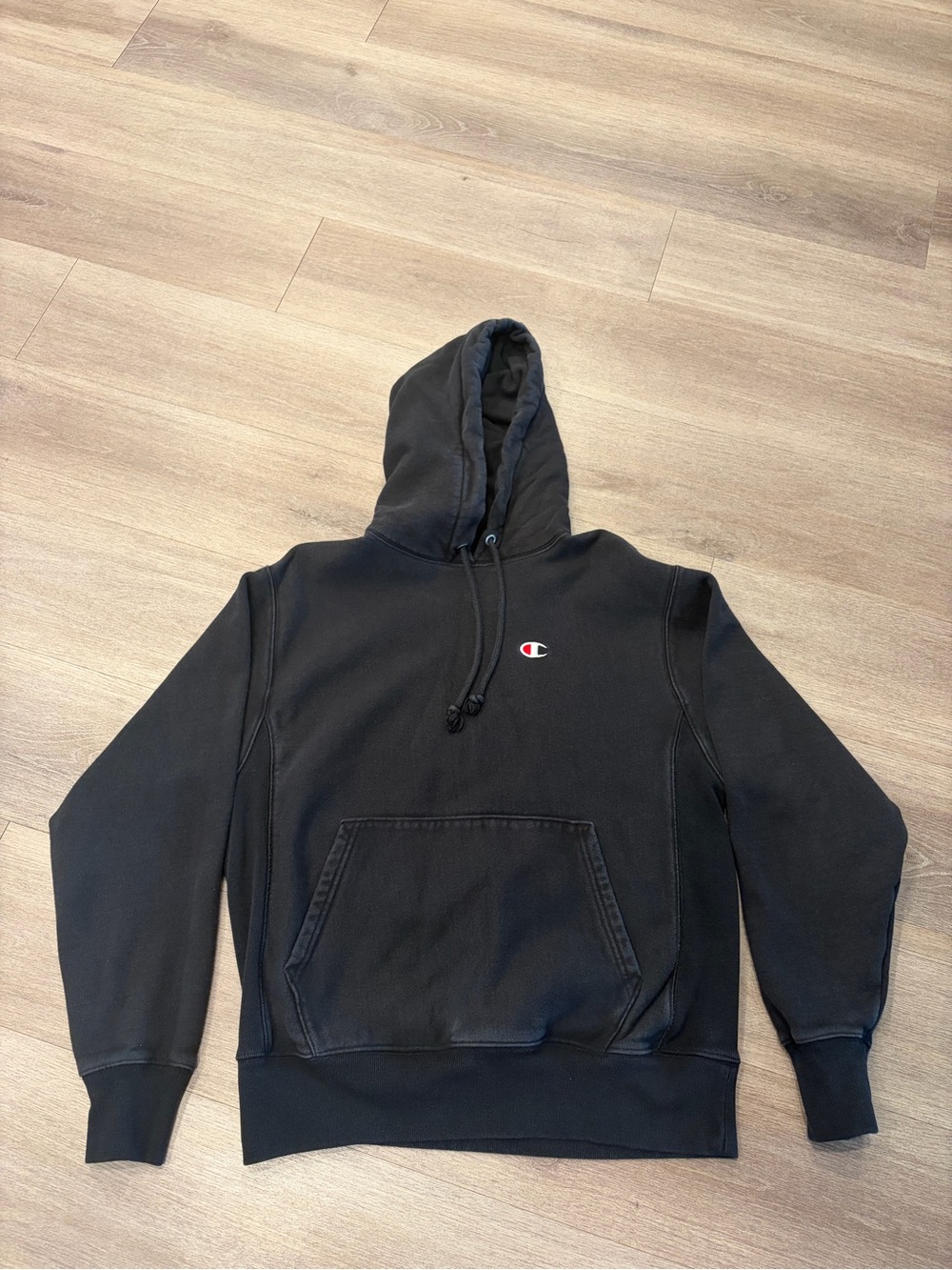 Champion Black Pullover Hoodie with Small Logo